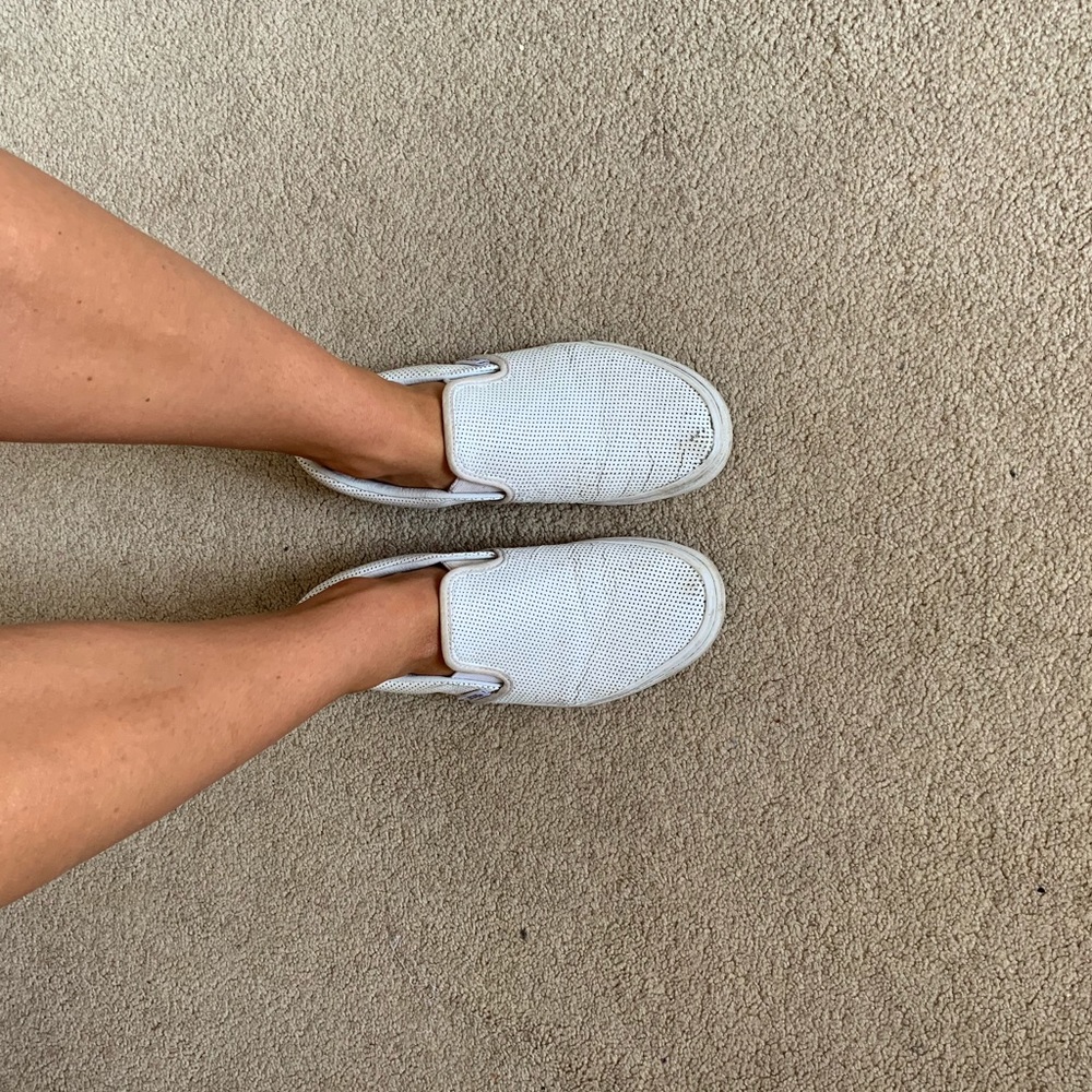 White slip on vans